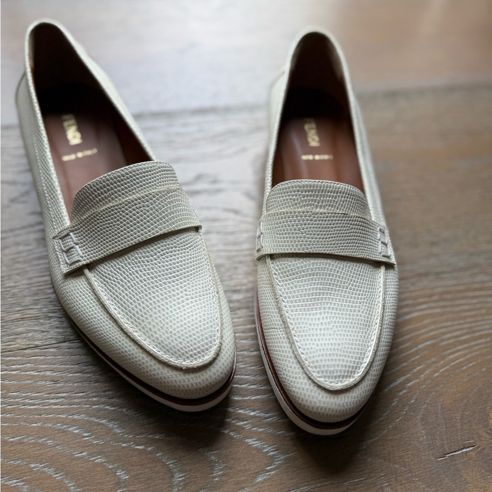 Fendi Cream Loafers with Timeless Elegance